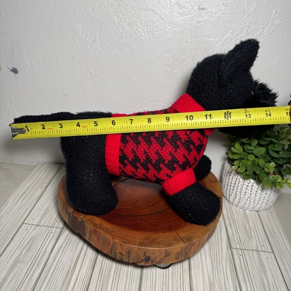 Russ Berrie Quincy Scottie Dog Plush Black Scottish Terrier Red Houndstooth 14" - Picture 3 of 9